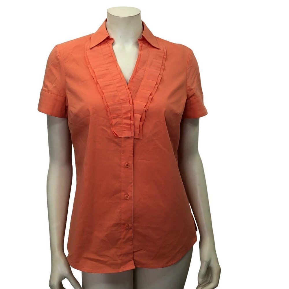 THE LIMITED‎  V-NECK RUFFLE SHORTS SLEEVE BLOUSE MD